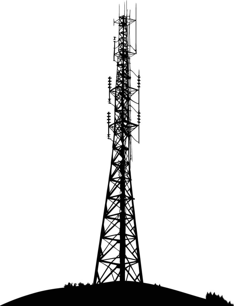 ai generado silueta telecomunicación torre negro color solamente vector