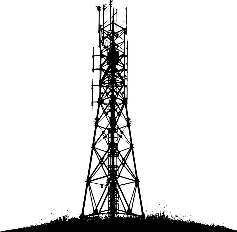 ai generado silueta telecomunicación torre negro color solamente vector