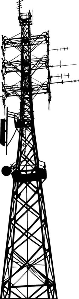 AI generated Silhouette telecommunication tower black color only vector