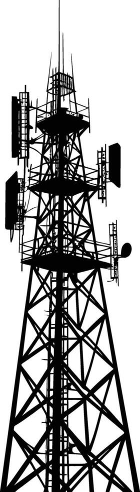 AI generated Silhouette telecommunication tower black color only vector