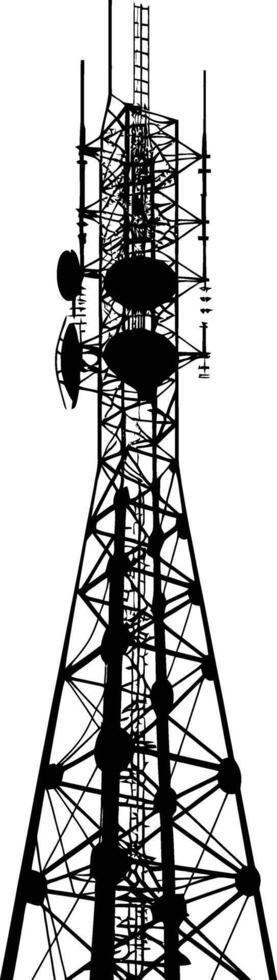 AI generated Silhouette telecommunication tower black color only vector