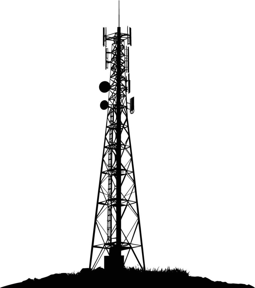 ai generado silueta telecomunicación torre negro color solamente vector