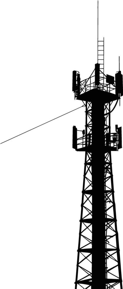 AI generated Silhouette telecommunication tower black color only vector