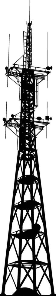 AI generated Silhouette telecommunication tower black color only vector