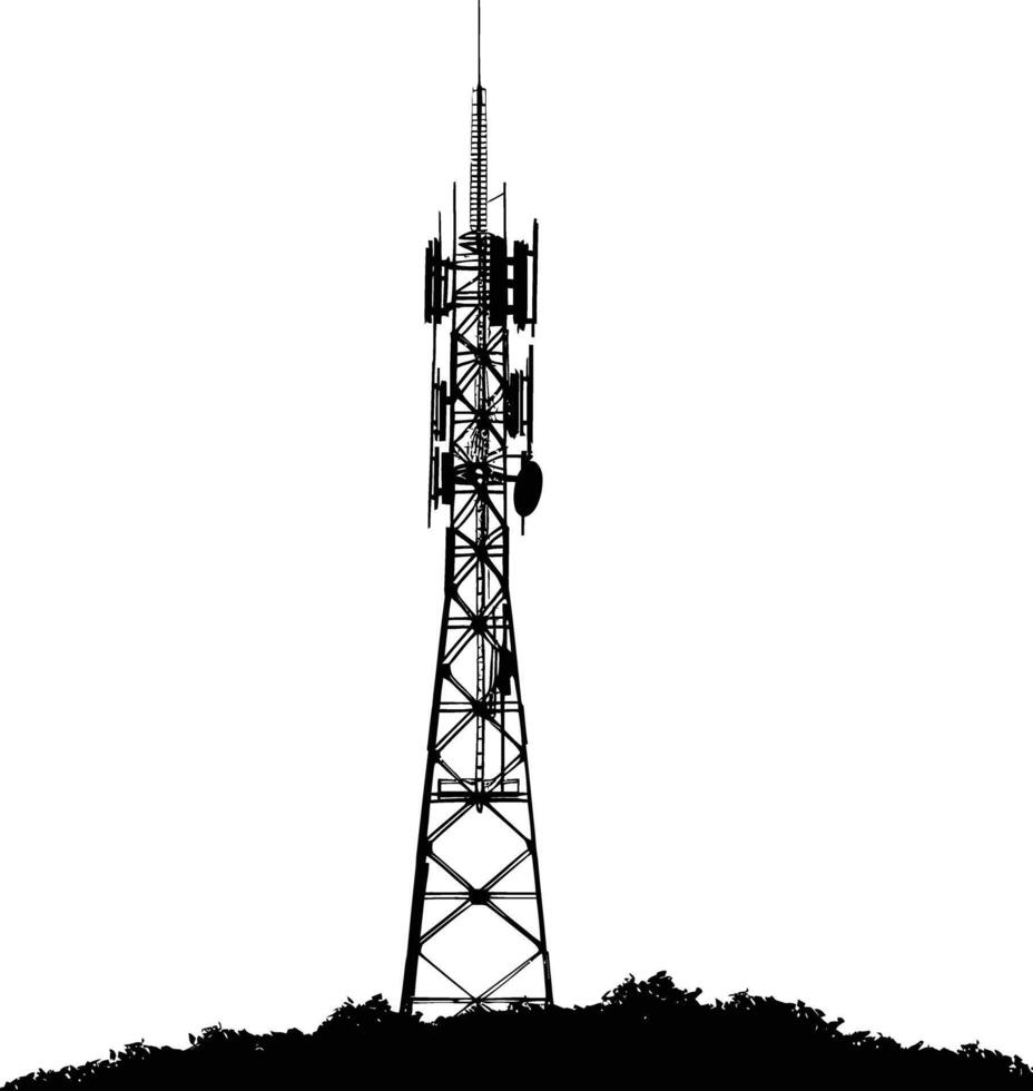 ai generado silueta telecomunicación torre negro color solamente vector