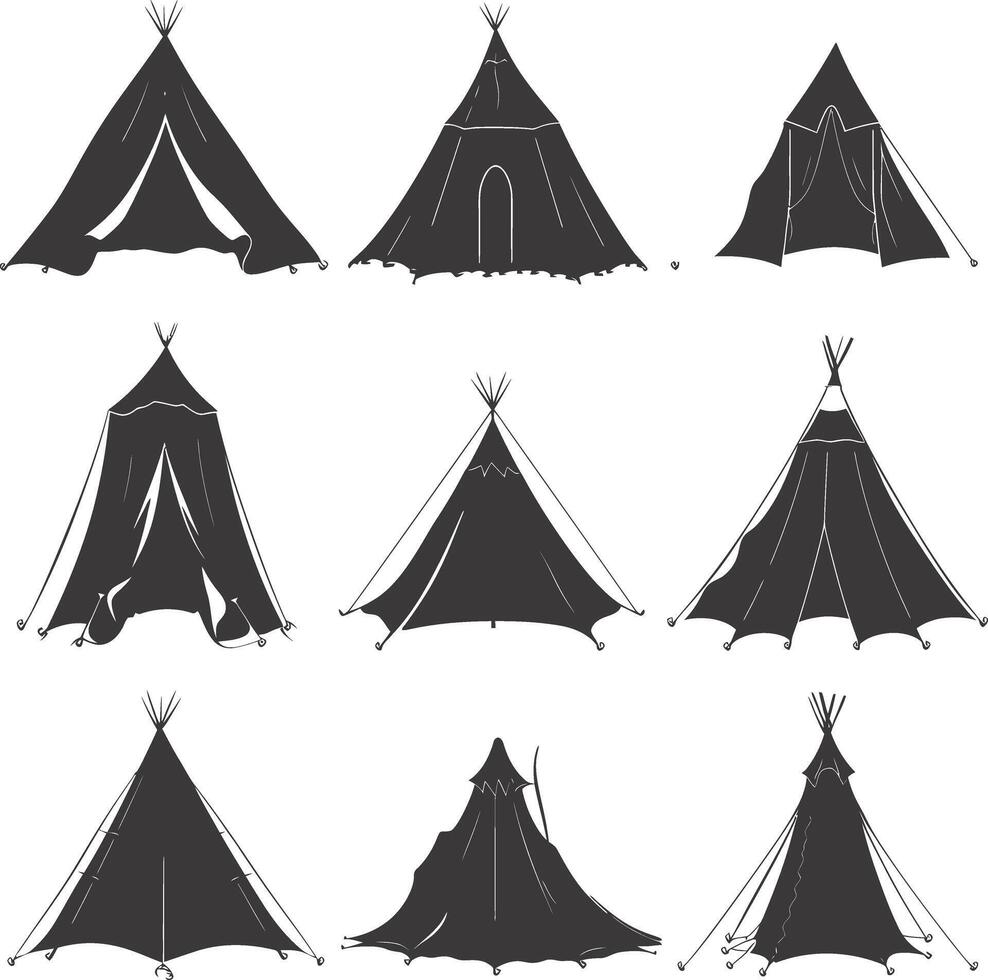 AI generated Silhouette tent black color only vector