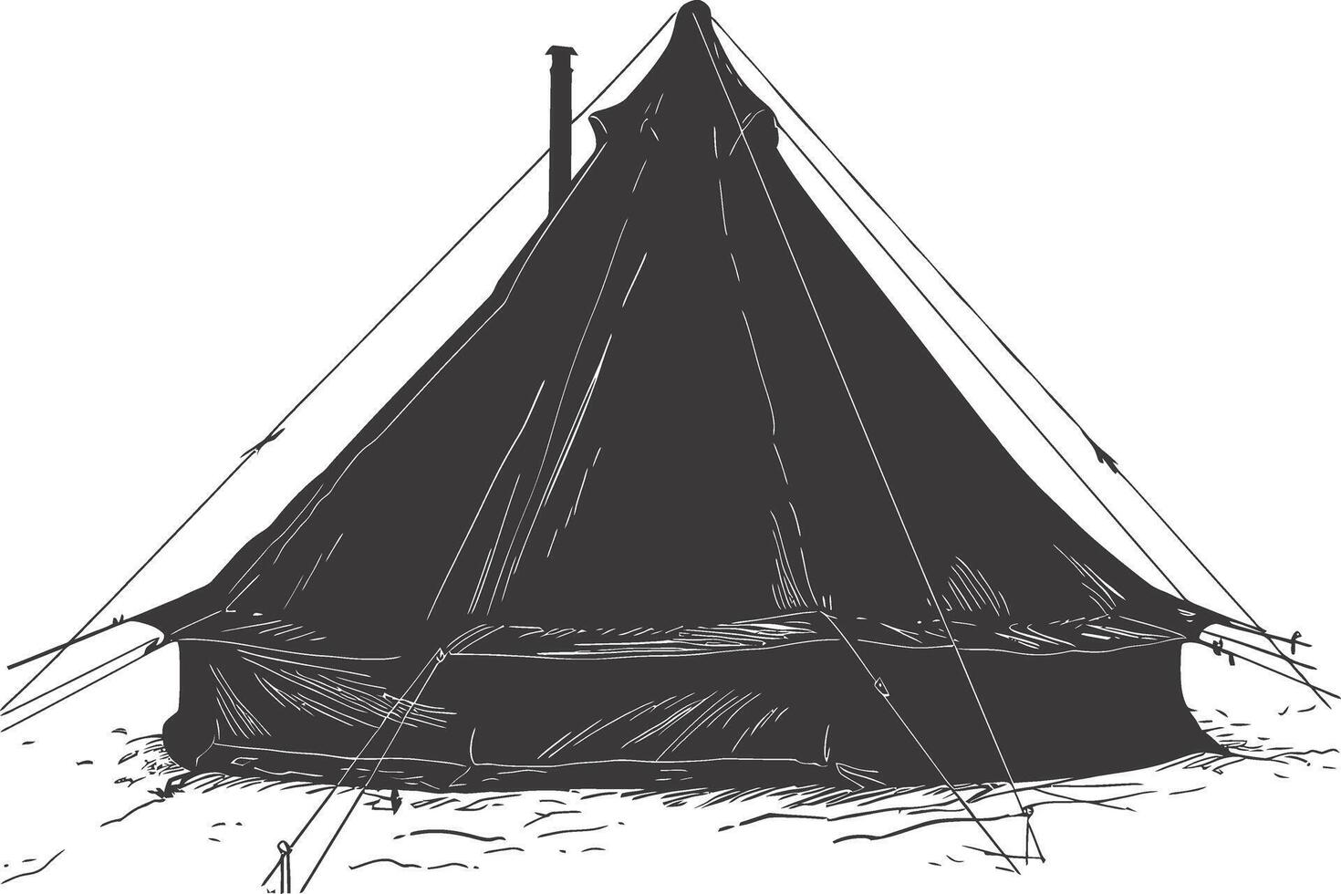 AI generated Silhouette tent black color only vector