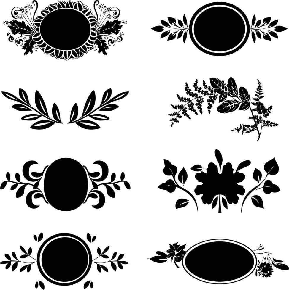 AI generated Silhouette vintage sticker label Vintage frames element for wedding invitation black color only vector