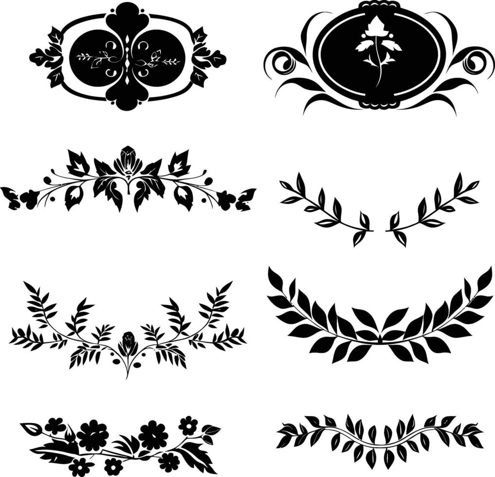 AI generated Silhouette vintage sticker label Vintage frames element for wedding invitation black color only vector