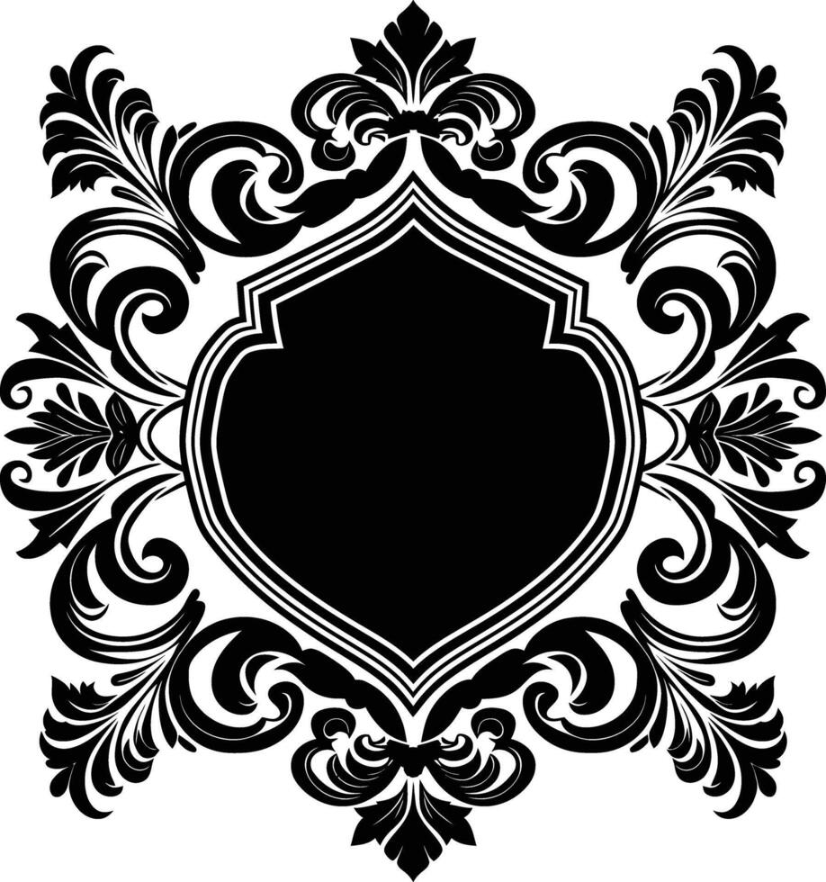 ai generado silueta Clásico pegatina etiqueta Clásico marcos elemento para Boda invitación negro color solamente vector