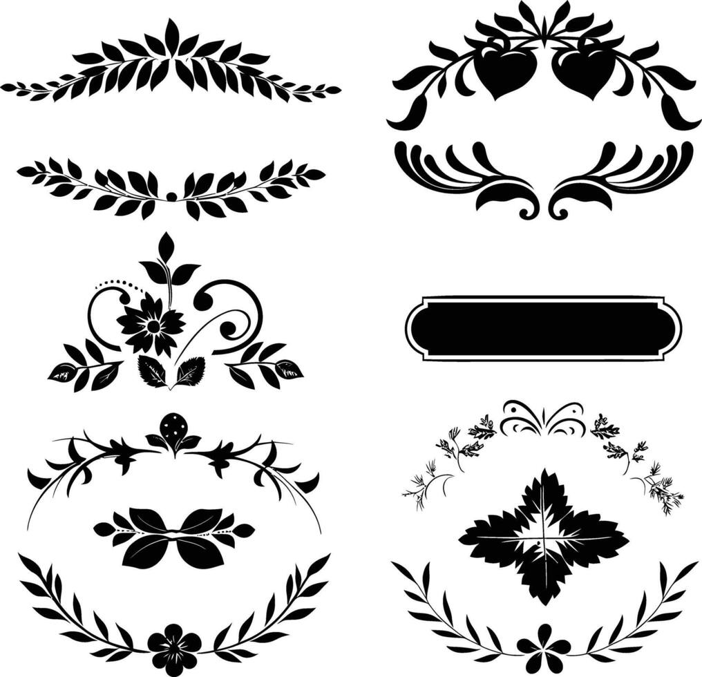 AI generated Silhouette vintage sticker label Vintage frames element for wedding invitation black color only vector