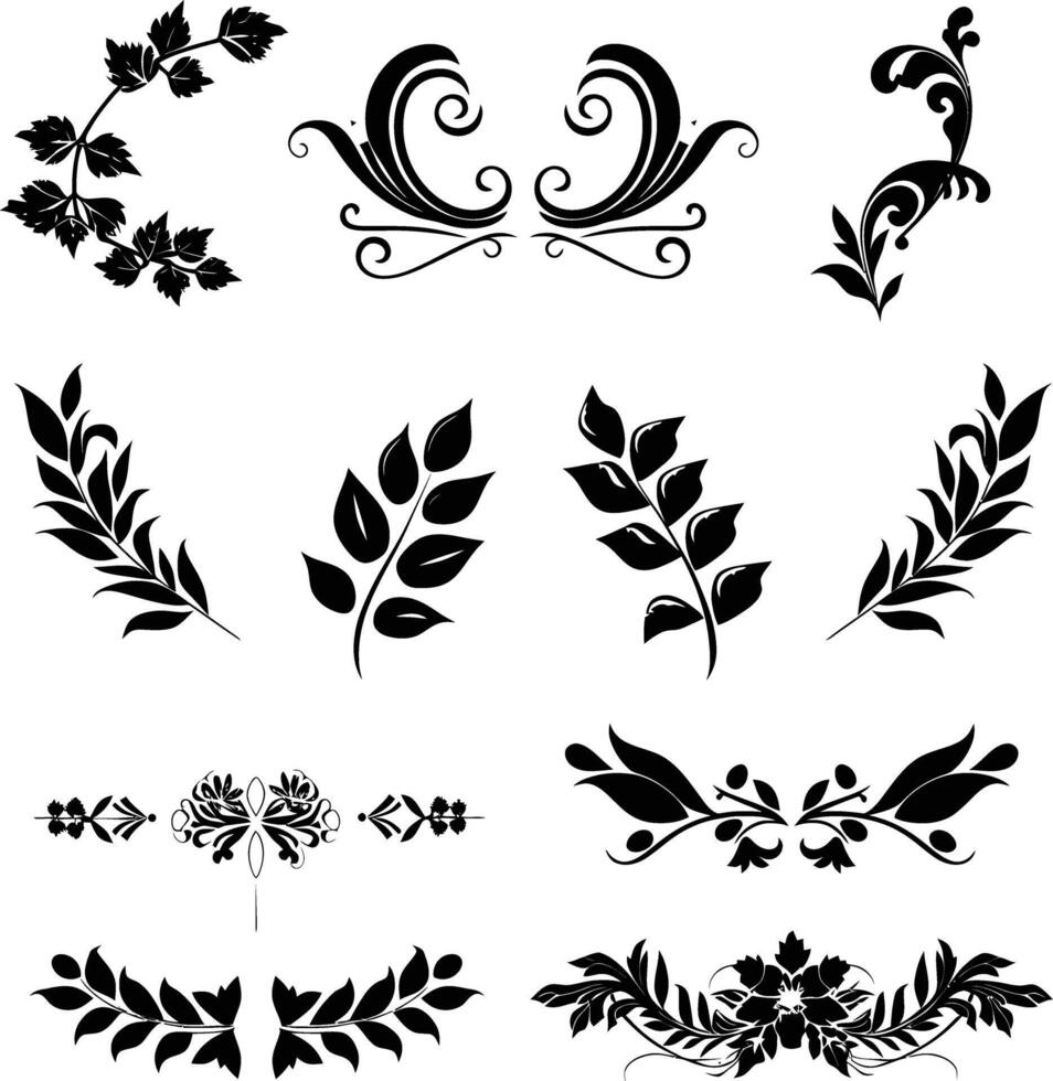 AI generated Silhouette vintage sticker label Vintage frames element for wedding invitation black color only vector