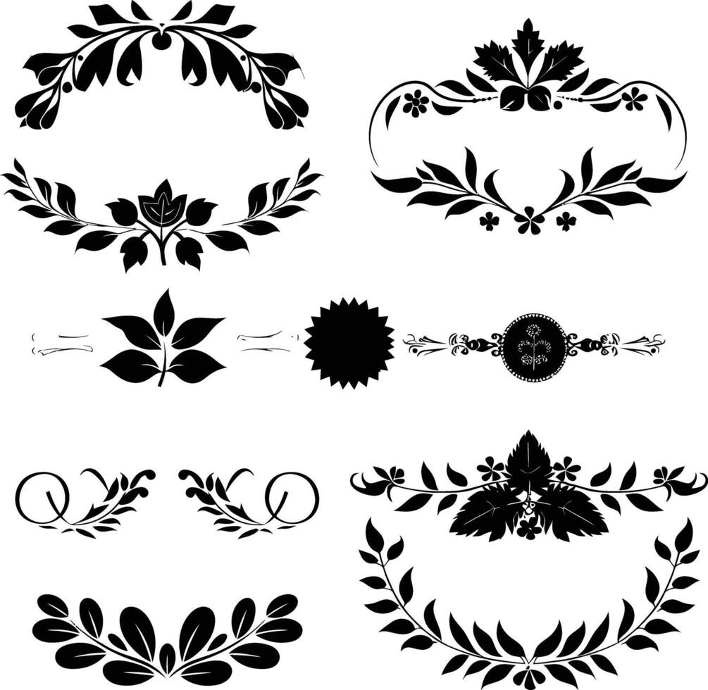 AI generated Silhouette vintage sticker label Vintage frames element for wedding invitation black color only vector