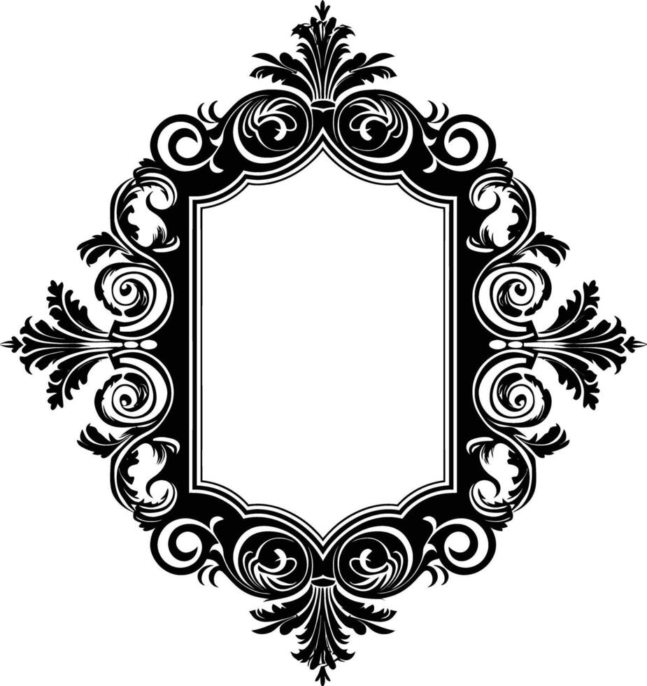 AI generated Silhouette vintage sticker label single Vintage frame element black color only vector