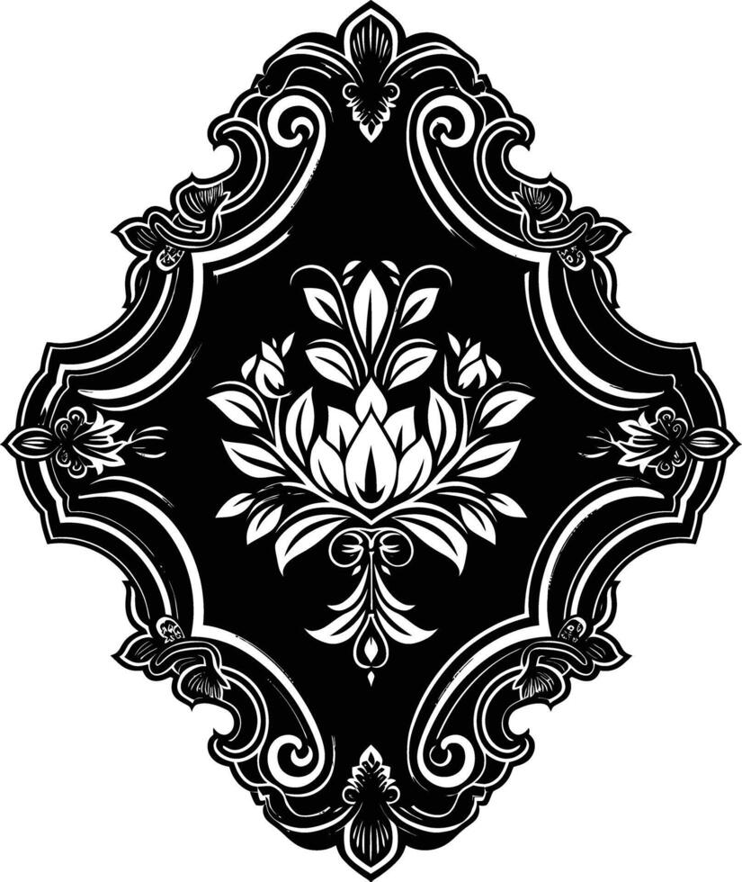 AI generated Silhouette vintage sticker label single Vintage frame element black color only vector