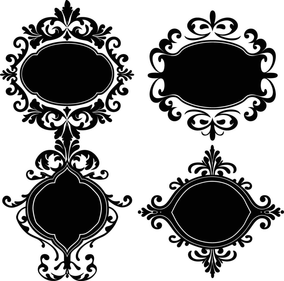 AI generated Silhouette vintage sticker label single Vintage frame element black color only vector