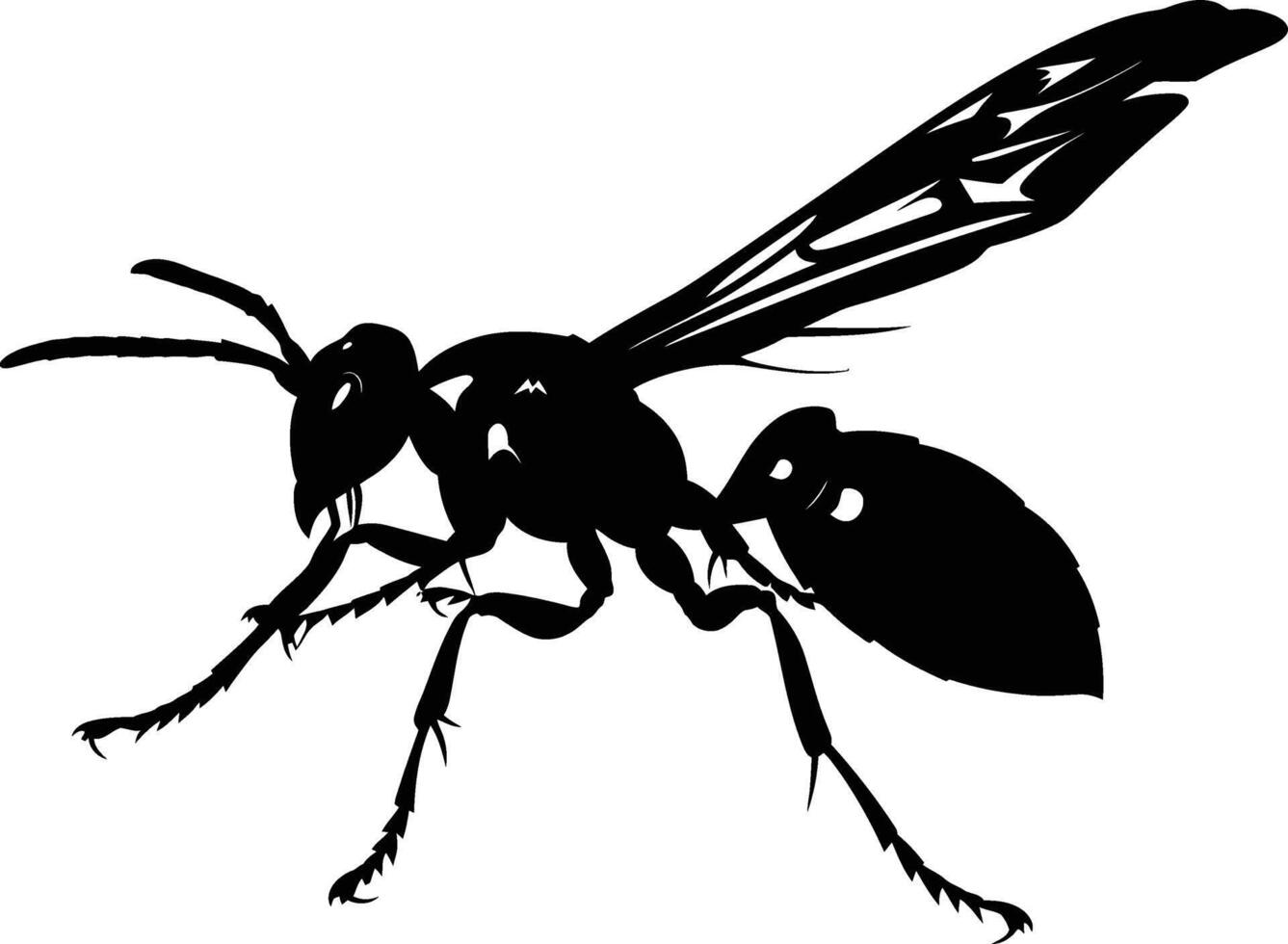 AI generated Silhouette wasp animal flaying black color only full body vector