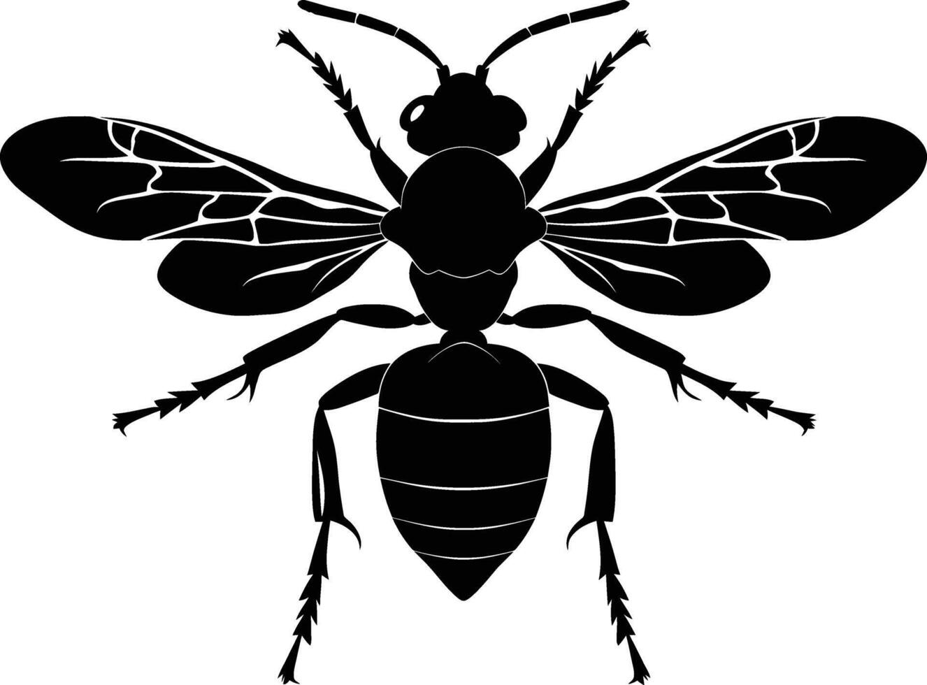 AI generated Silhouette wasp animal from top black color only full body vector