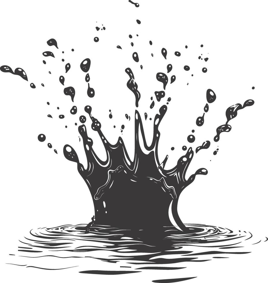 AI generated Silhouette water splash black color only vector