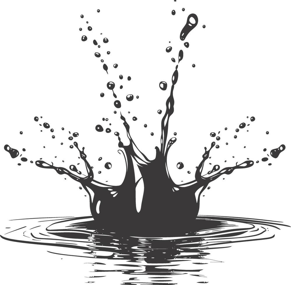 AI generated Silhouette water splash black color only vector