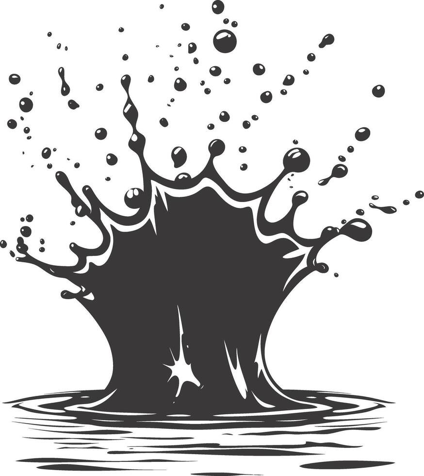 AI generated Silhouette water splash black color only vector