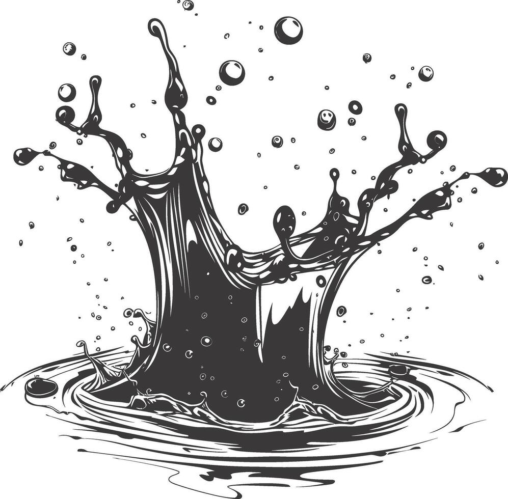 AI generated Silhouette water splash black color only vector