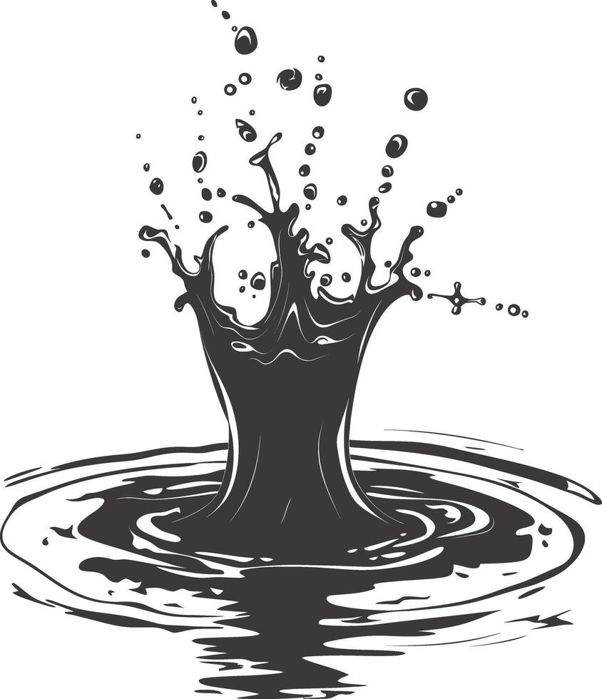 AI generated Silhouette water splash black color only vector