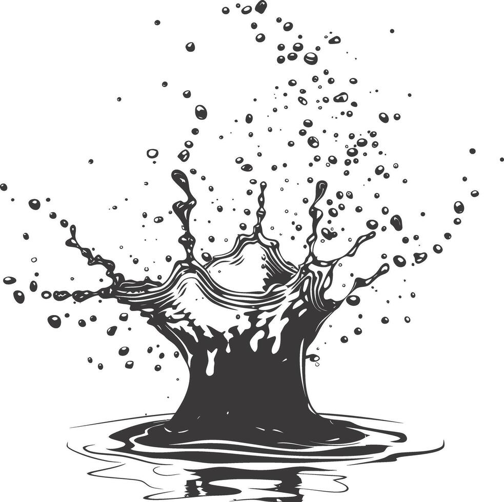 AI generated Silhouette water splash black color only vector