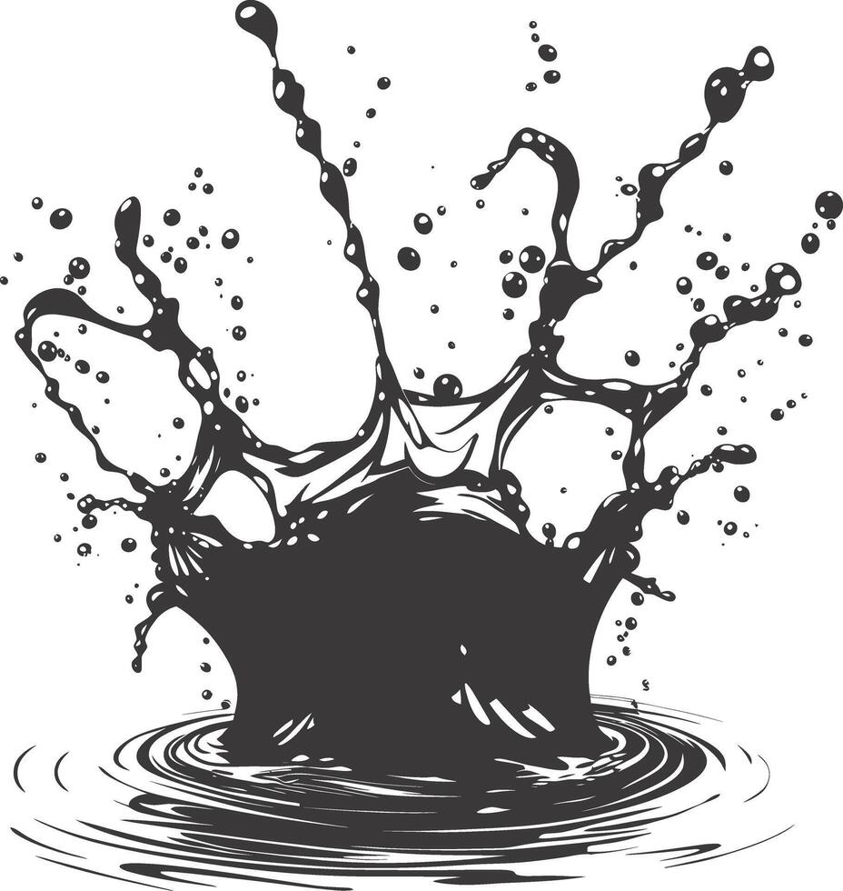 ai generado silueta agua chapoteo negro color solamente vector