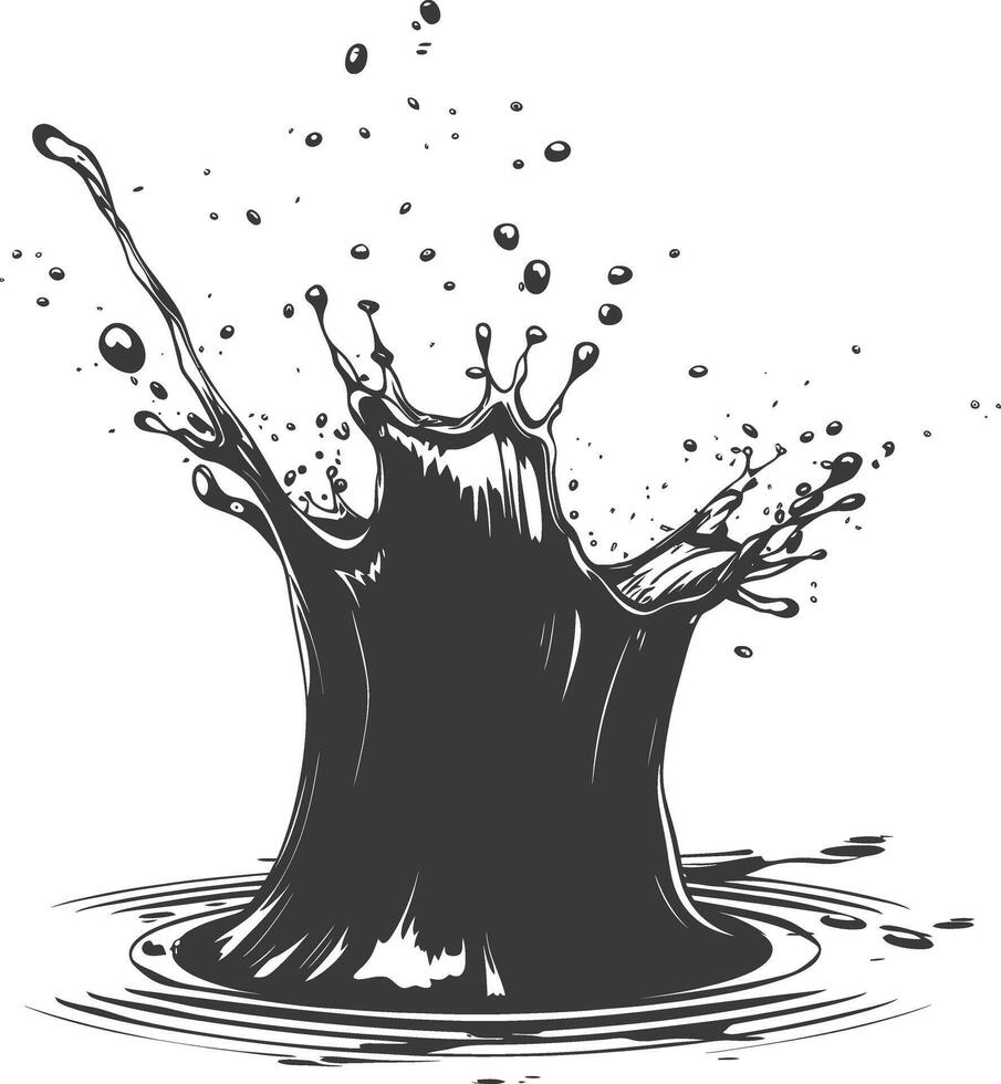 AI generated Silhouette water splash black color only vector