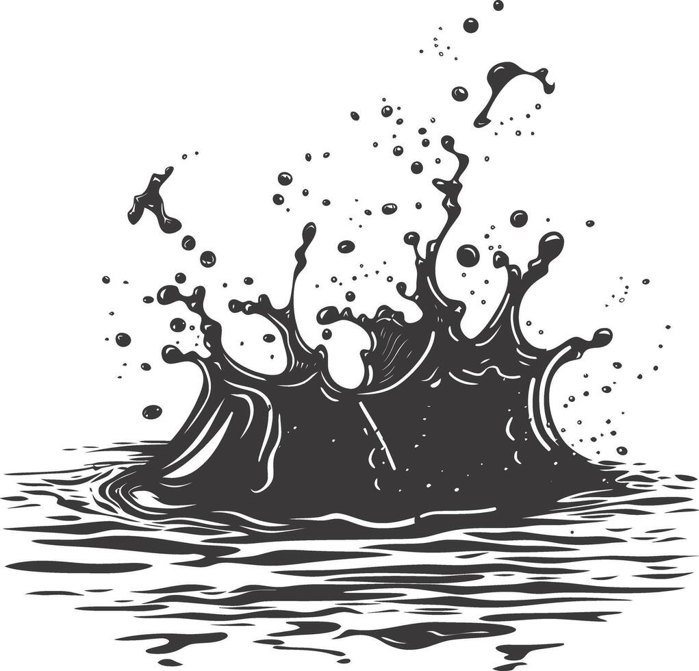 AI generated Silhouette water splash black color only vector