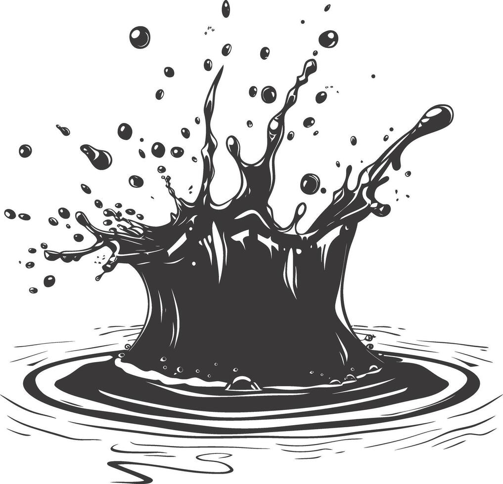 AI generated Silhouette water splash black color only vector