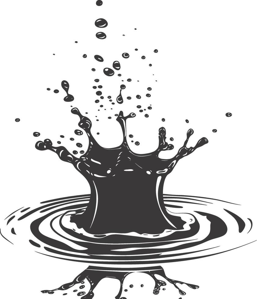 AI generated Silhouette water splash black color only vector