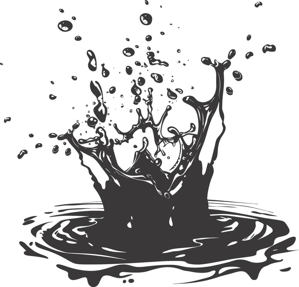 AI generated Silhouette water splash black color only 39605391 Vector