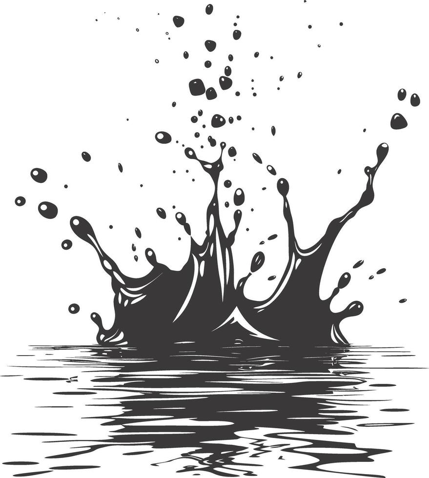 AI generated Silhouette water splash black color only vector