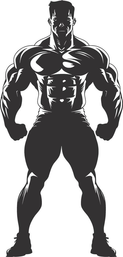 AI generated Silhouette Bodybuilding black color only full body vector