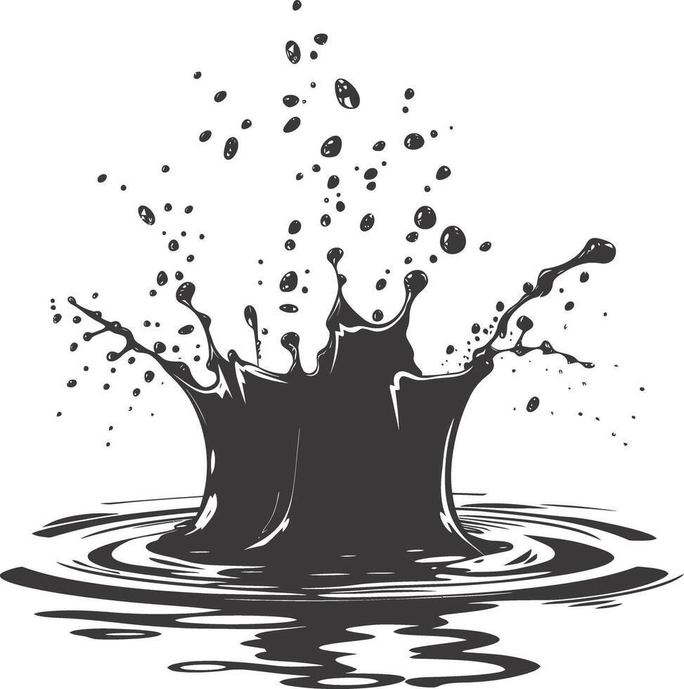 AI generated Silhouette water splash black color only vector