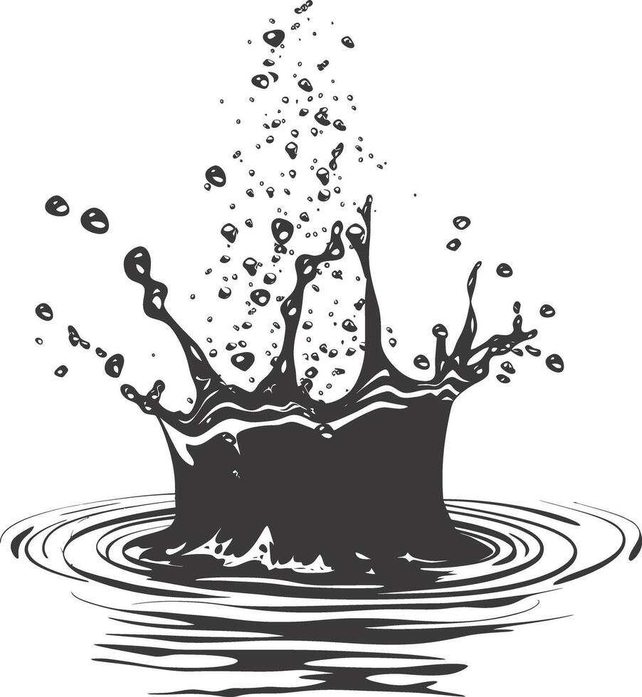 AI generated Silhouette water splash black color only vector