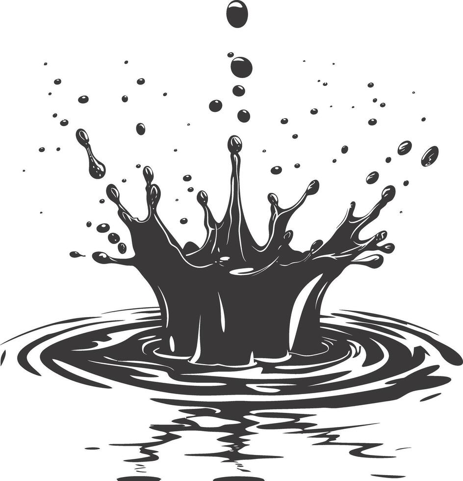 AI generated Silhouette water splash black color only vector