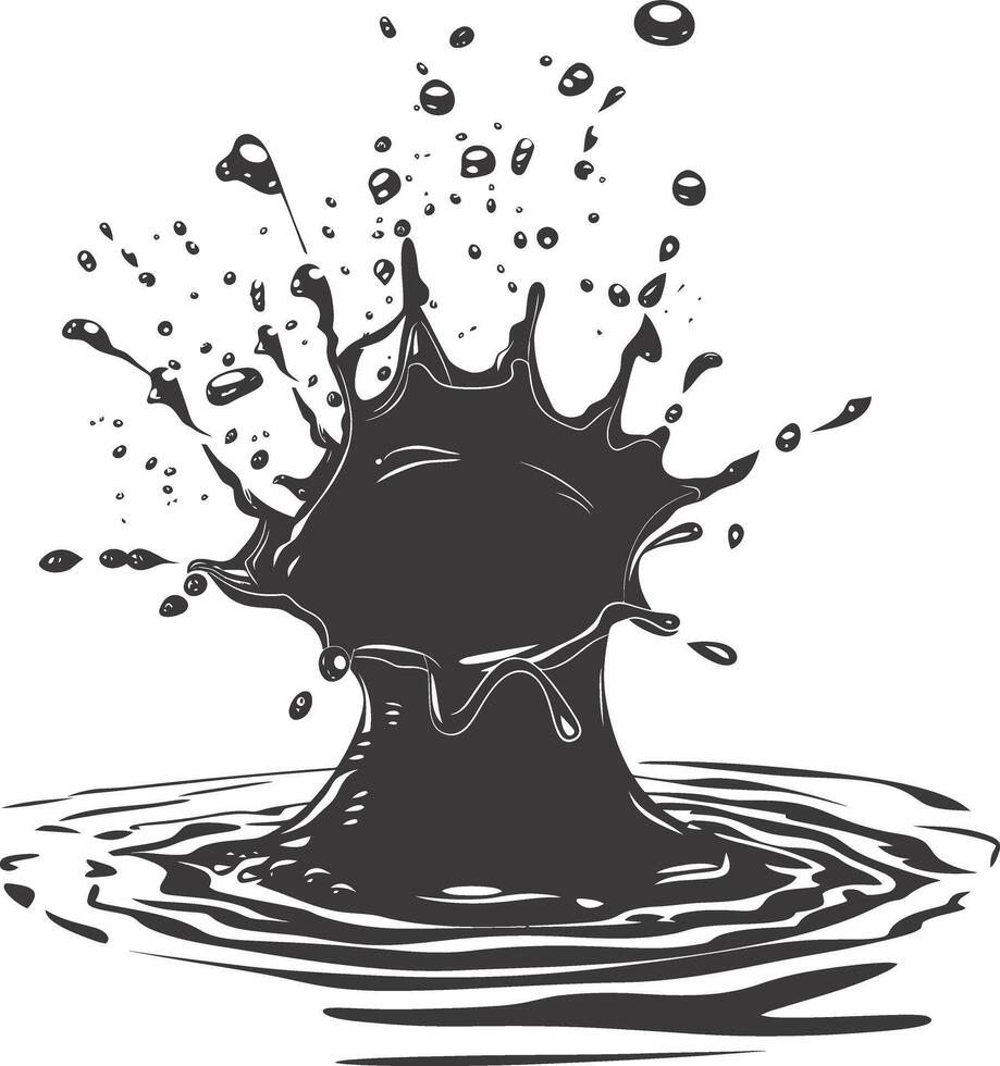 AI generated Silhouette water splash black color only vector