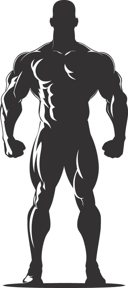 AI generated Silhouette Bodybuilding black color only full body vector