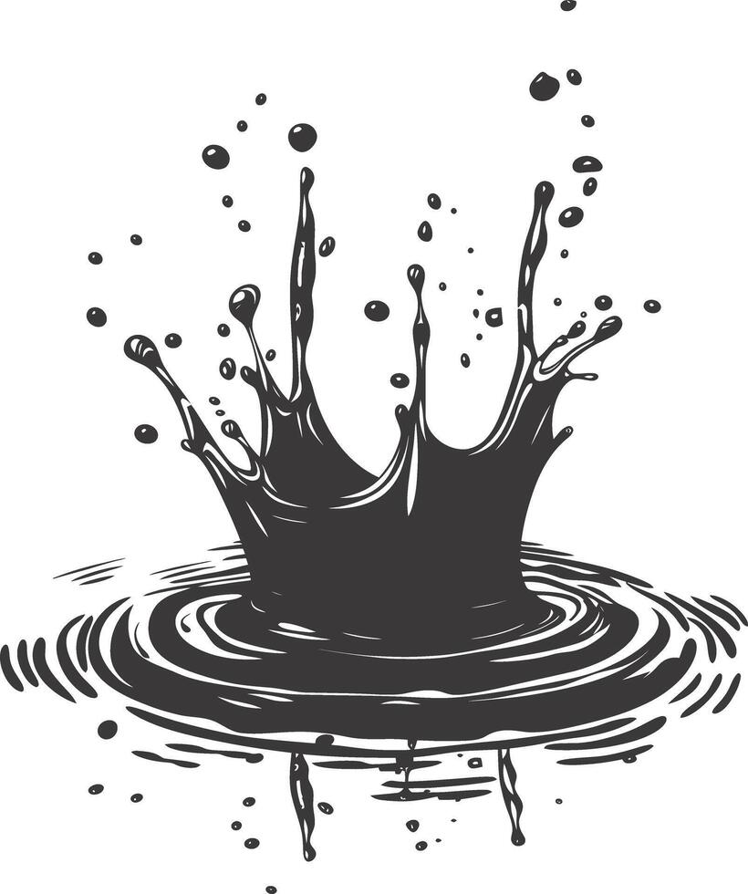 AI generated Silhouette water splash black color only vector