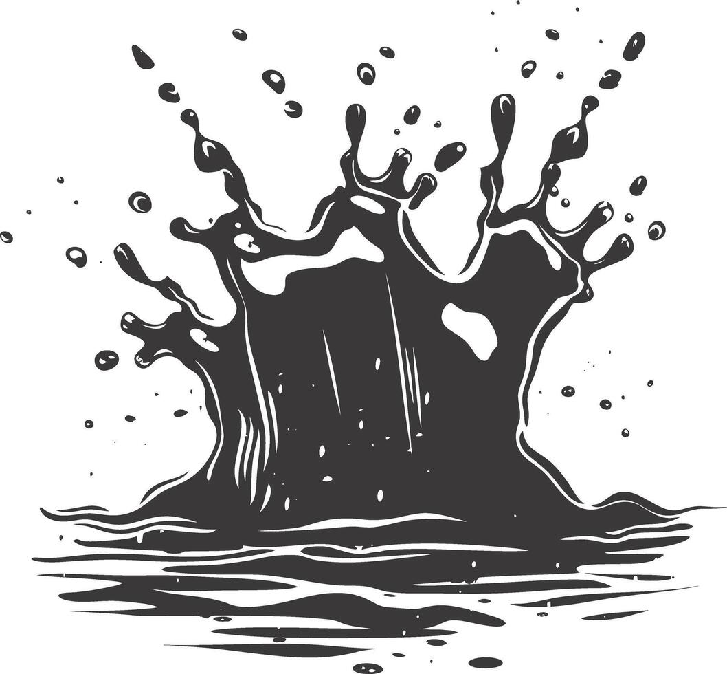 AI generated Silhouette water splash black color only vector
