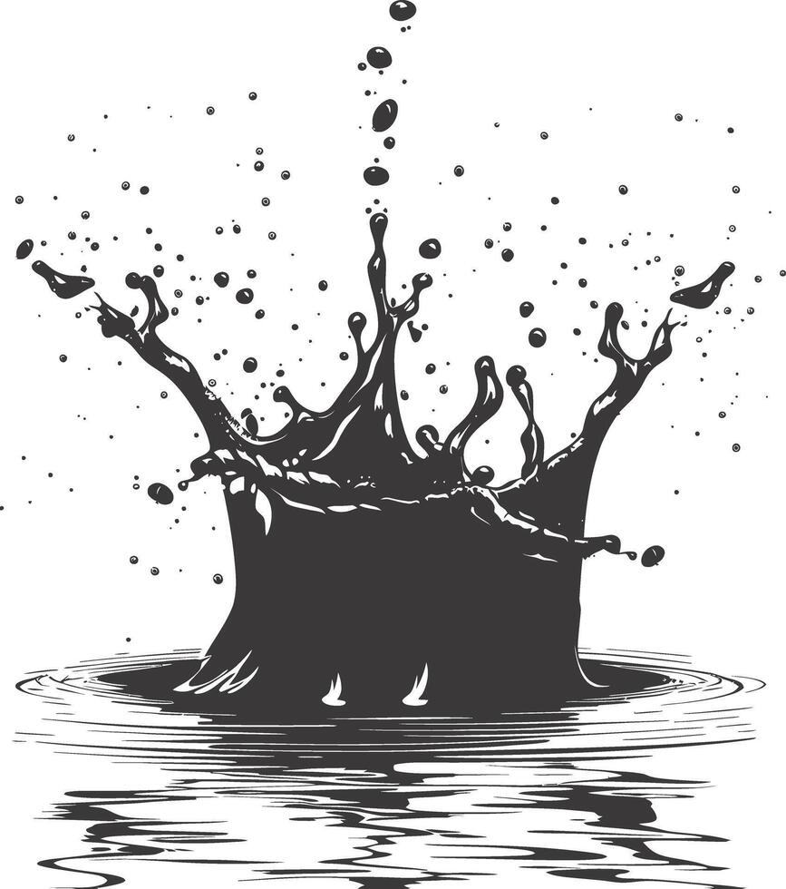 AI generated Silhouette water splash black color only vector