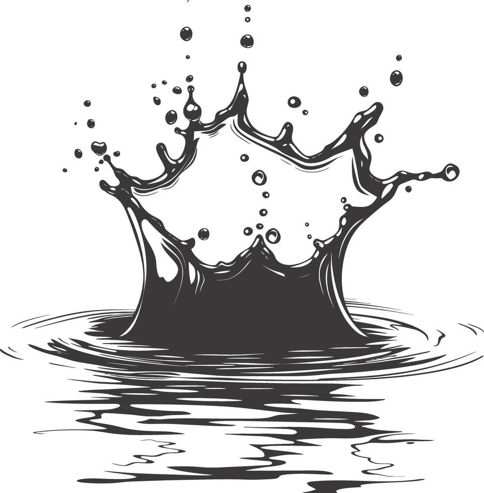 AI generated Silhouette water splash black color only vector