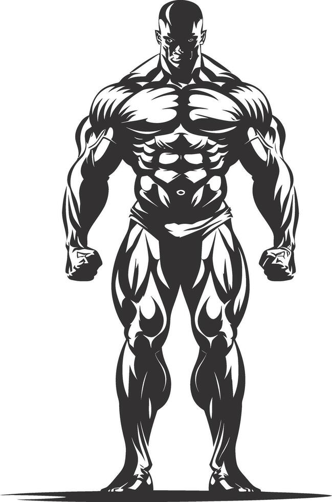 AI generated Silhouette Bodybuilding black color only full body vector