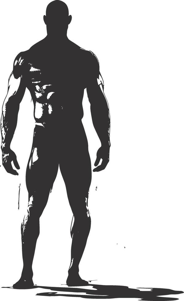AI generated Silhouette Bodybuilding black color only full body vector