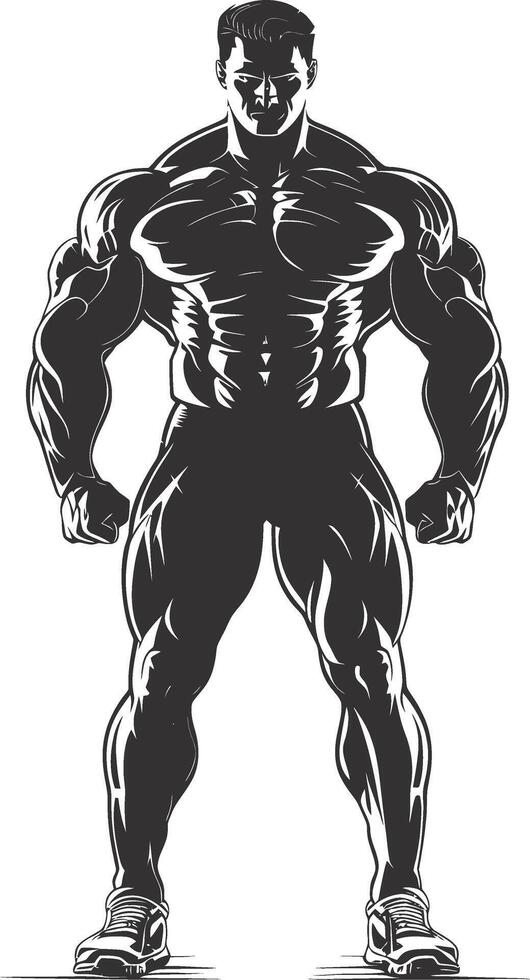 AI generated Silhouette Bodybuilding black color only full body vector