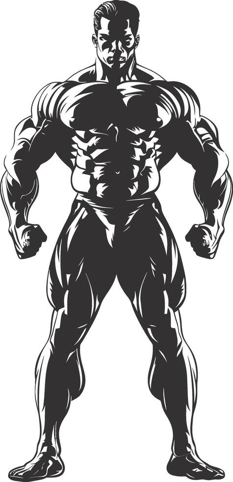 AI generated Silhouette Bodybuilding black color only full body vector