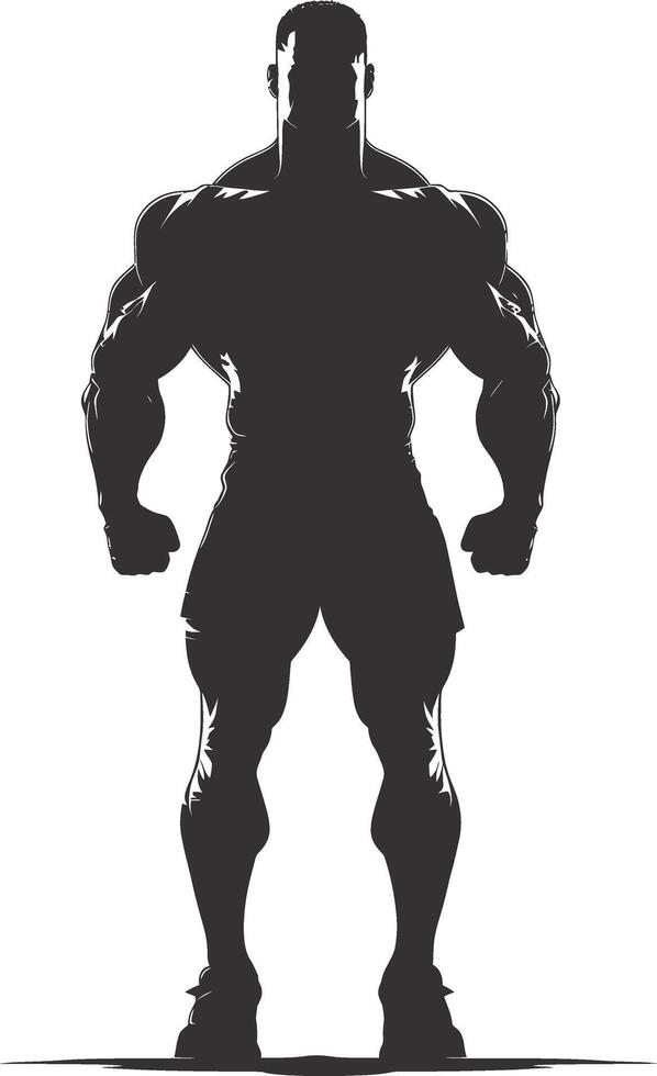 AI generated Silhouette Bodybuilding black color only full body vector